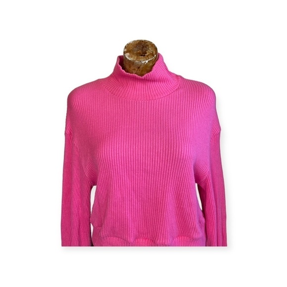 Line and Dot top pink small high neck sweater turtleneck - Picture 2 of 7